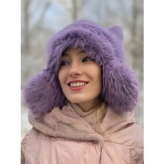 Шапка ушанка для женщин, размер 52-60, фиолетовый, розовый Abesta