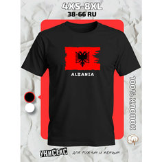 Футболка с принтом флагом Албании Albania, размер S, черный Ginger Cate