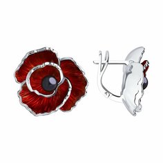 Серьги Diamant online, серебро, 925 проба, эмаль, жемчуг, длина 2.2 см, , черный/красный