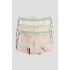 Трусы H&M Lace, размер 14+ лет, бежевый, зеленый, белый