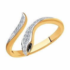 Кольцо Diamant online, красное золото, 585 проба, бриллиант, размер 18.5, черный
