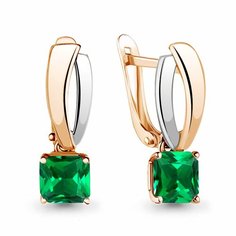 Серьги Diamant online, серебро, 925 проба, золочение, изумруд синтетический, длина 2 см, , бирюзовый