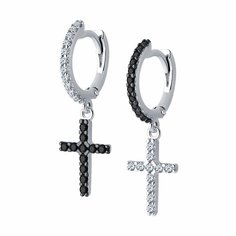 Серьги с подвесками Diamant online, серебро, 925 проба, фианит, длина 2.7 см, , черный