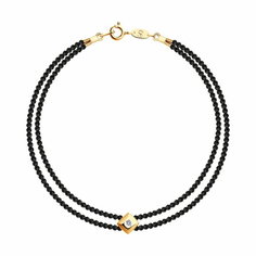 Браслет Diamant online, красное золото, 585 проба, шпинель, бриллиант, длина 16.5 см., прозрачный/черный