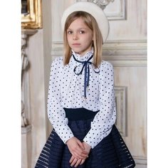 Блуза Соль&Перец, размер 140/146, белый, зеленый, синий
