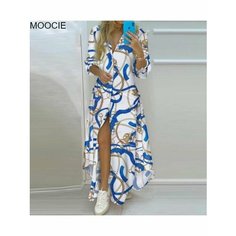 Платье Базовая коллекция, размер 2XL, бело-синий Нет бренда