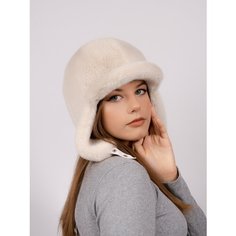Шапка ушанка для женщин, размер 58-59-60, пудровый/молочный Нет бренда