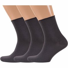 Носки RuSocks, комплект, 3 пары, размер 29-31, Темно-серые