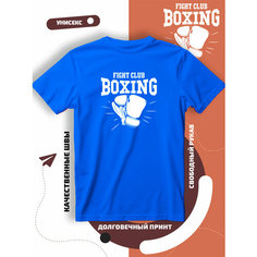 Футболка с принтом боксерскими перчатками boxing fight club, размер XL, cиний Lucky Style