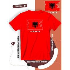 Футболка с флагом Албании Albania, размер S, красный Lucky Style