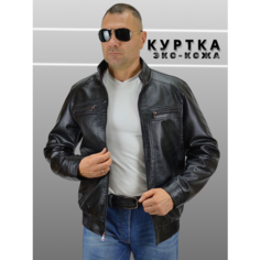 Кожаная куртка REPUBLICONTI Мужская кожаная куртка, размер 56 идет на 50, черная кожа