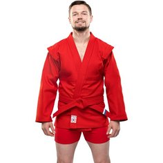 Куртка с поясом для самбо Крепыш Я Атака, сертификат ВФС, размер 170/46, красный