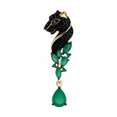 Подвеска Diamant online, серебро, 925 проба, золочение, агат, фианит, размер 4.2 см., бирюзовый