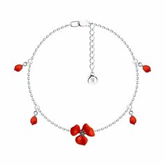 Браслет Diamant online, серебро, 925 проба, эмаль, длина 18 см., красный