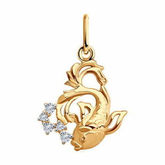 Подвеска Diamant online, красное золото, 585 проба, фианит, прозрачный
