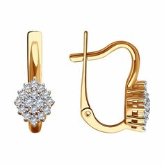 Серьги Diamant online, красное золото, 585 проба, фианит, длина 1.4 см, , прозрачный