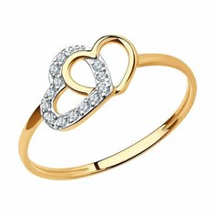 Кольцо Diamant online, золото, 585 проба, фианит, размер 16