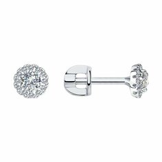 Серьги пусеты Diamant online, белое золото, 585 проба, бриллиант, длина 0.6 см, , прозрачный