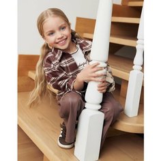 Рубашка Gloria Jeans, размер 12-24мес/86-92, бежевый/коричневый