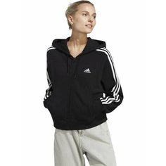 Толстовка спортивная adidas Essentials 3-Stripes French Terry Full Zip Hoodie W, размер S INT, , черный
