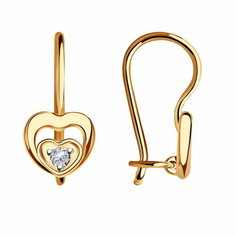 Серьги Diamant online, красное золото, 585 проба, фианит, длина 1.1 см, , прозрачный