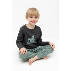Пижама crockid К 1606/графит,дино друзья, размер 60/116, серый, зеленый