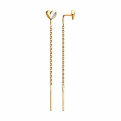 Серьги цепочки Diamant online, красное золото, 585 проба, длина 5 см