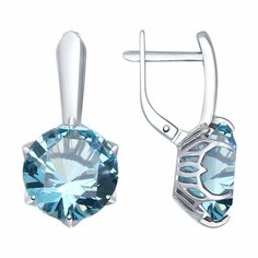Серьги Diamant online, серебро, 925 проба, топаз, длина 2.4 см, , голубой