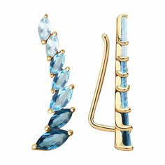 Серьги Diamant online, красное золото, 585 проба, топаз, Лондон топаз, длина 2.2 см, , голубой