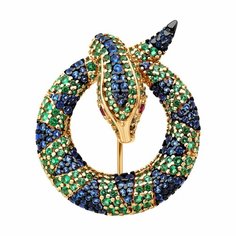 Брошь Diamant online, серебро, 925 проба, золочение, фианит, , мультиколор
