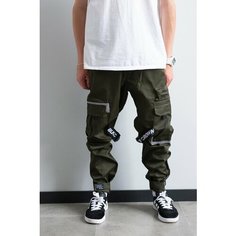 Брюки джоггеры BLK CROWN, размер xxl, олива