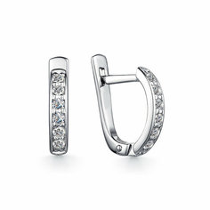 Серьги Dewi, серебро, 925 проба, родирование, фианит, размер 10 мм, длина 1.1 см, , белый