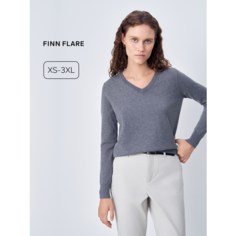 Джемпер FINN FLARE BAS-10157, размер S(164-88-94), , серый меланж