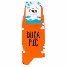 Носки St. Friday Носки с рисунками St.Friday Socks Дак пик, размер 34-37, оранжевый, черный, белый