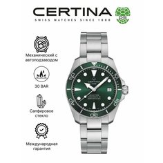 Наручные часы Certina, зеленый, серебряный