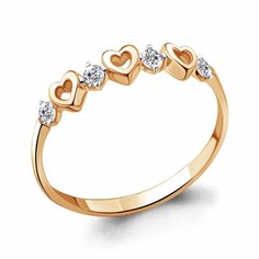 Кольцо Diamant online, красное золото, 585 проба, фианит, размер 16.5, прозрачный