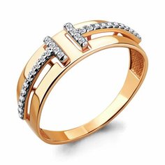 Кольцо Diamant online, красное золото, 585 проба, фианит, размер 17, прозрачный