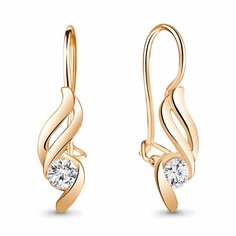 Серьги Diamant online, красное золото, 585 проба, фианит, длина 2.4 см, , прозрачный