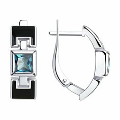 Серьги Diamant online, серебро, 925 проба, Лондон топаз, эмаль, длина 2.1 см, , черный/голубой