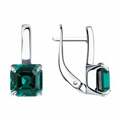 Серьги Diamant online, серебро, 925 проба, кристаллы Swarovski, длина 1.8 см, , зелeный
