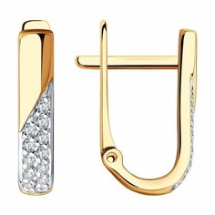 Серьги Diamant online, красное золото, 585 проба, фианит, длина 1.5 см, , прозрачный