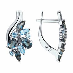 Серьги Diamant online, белое золото, 585 проба, Лондон топаз, топаз, длина 1.8 см, , голубой