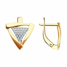 Серьги Diamant online, красное золото, 585 проба, фианит, длина 1.6 см, , прозрачный