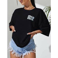 Футболка Оверсайз, 1 шт., размер 42-46 Oversize, черный Acnjinxy