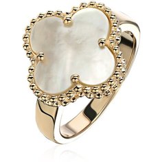 Золотое кольцо с перламутр,Эстет,жёлтое,перламутр,16 мм., 4.39 гр.