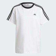 Футболка adidas Essentials 3-Stripes Tee, размер XS, white/black