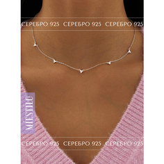 Колье MIESTILO, серебро, 925 проба, родирование, фианит, длина 40 см., белый, серый, серебристый