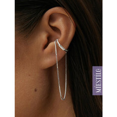 Серьги MIESTILO, серебро, 925 проба, родирование, размер 10 мм, , серебристый