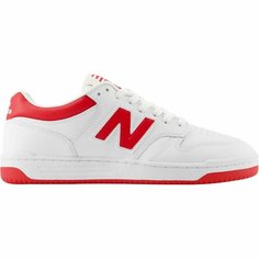 Кеды New Balance 480, полнота F, размер 9 US, белый, красный