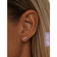 Серьги пусеты MIESTILO, серебро, 925 проба, родирование, фианит, , серебристый